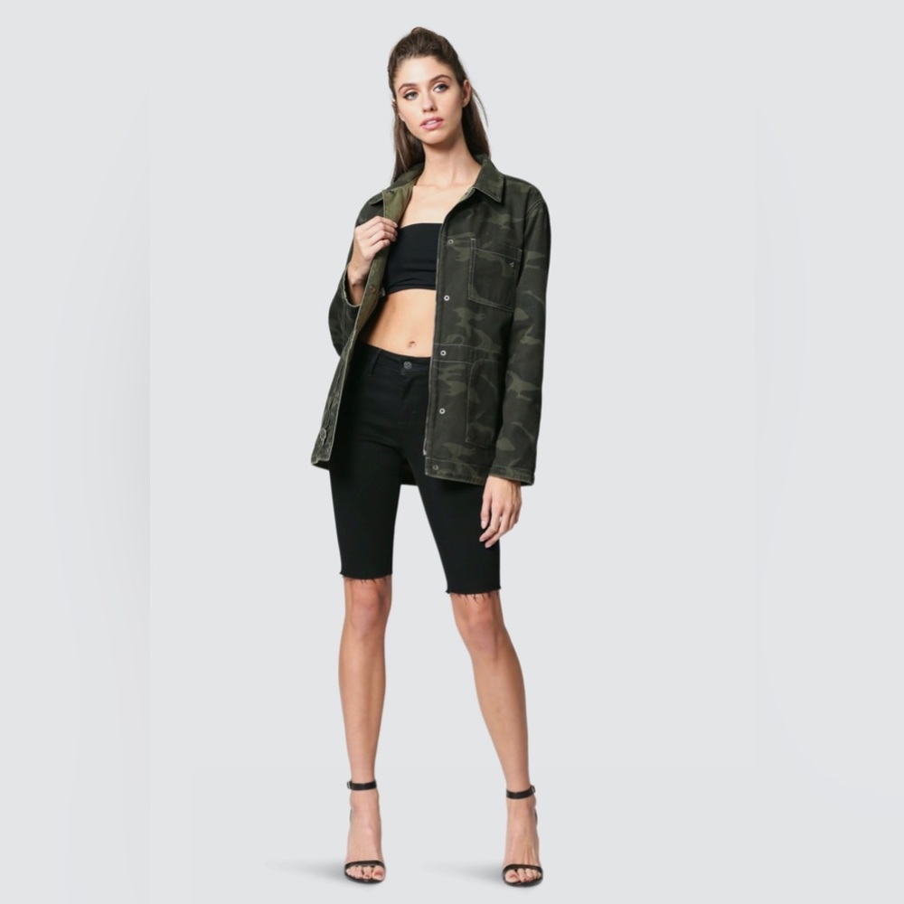 NWT Hidden Jeans Rebel Olive Green Camo Reversible Jacket Size L